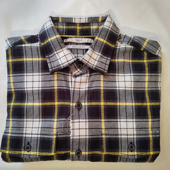 MNG MAN REGULAR FIT PLAID MEN'S LONG SLEEVE CASUAL DRESS SHIRT - SIZE XS - Picture 1 of 6